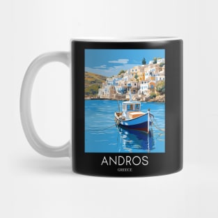 A Pop Art Travel Print of Chora Andros Island - Greece Mug